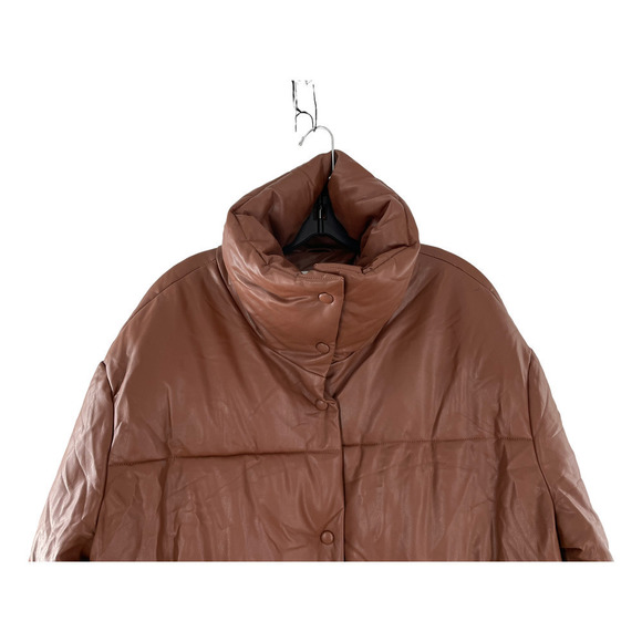 𝅺avec LES FILLES FAUX LEATHER TAN BROWN  JACKET - Picture 2 of 8